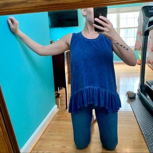 🐝 Ruffle Hem Flowy Sleeveless Printed Tank